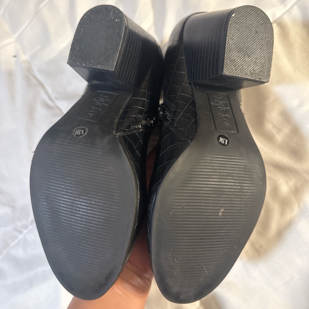Style & Co. Black Croc-Pattern Ankle Booties - Picture 6 of 6